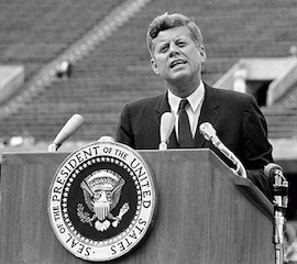 JFK at his 1962 speech at Rice University