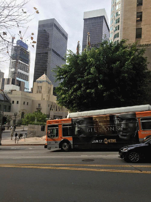 Bus Going Down Street in Downtown LA