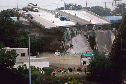 Bridge collapses in Minneapolis, 2007