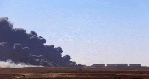 Oil field in Lybia on fire, From TwitterPhotos