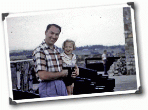 The author and her dad, Ft. Ticonderoga, 1955.