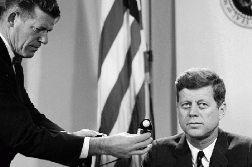 President John F. Kennedy prepares to deliver remarks, From ImagesAttr