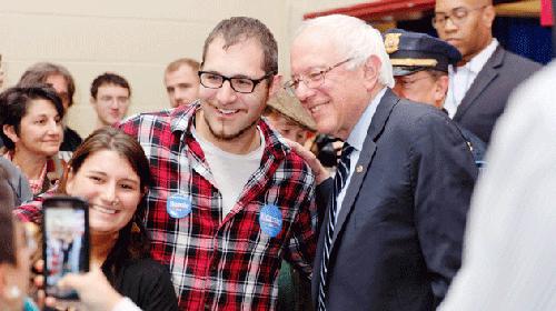 Bernie Sanders attends a town hall in Derry, New Hampshire, in October., From ImagesAttr