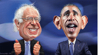 Bernie Sanders and Barack Obama - Caricatures