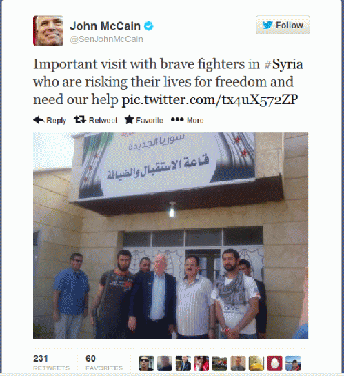 John McCain Tweets for Support of Syrian Insurgents, From ImagesAttr