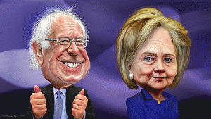 Bernie Sanders and Hillary Clinton-- Caricatures