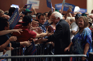 Bernie Sanders with supporters