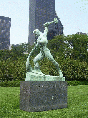 Image-UN Swords into Plowshares Statue