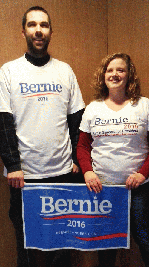 Cheryl Stein, a Port Huron Sanders volunteer, accompanied Whittemore whien they canvassed her neighborhood. Cheryl Stein, a Port Huron Sanders volunteer, accompanied Whittemore whien they canvassed her neighborhood.