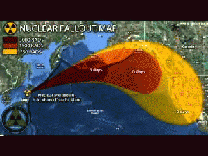 Fukushima Radiation fallout map, From YouTubeVideos