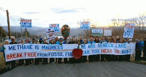 Fifty-seven people, including climate activist Bill McKibben, blockaded the gates at Crestwood's Seneca Lake gas storage facility Monday morning., From ImagesAttr