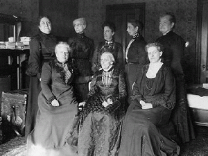 Susan B. Anthony with seven other women