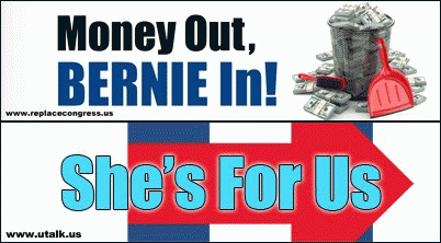 Bernie and Hillary stickers, From ImagesAttr