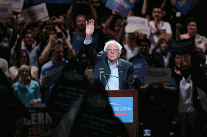 Bernie Sanders with supporters