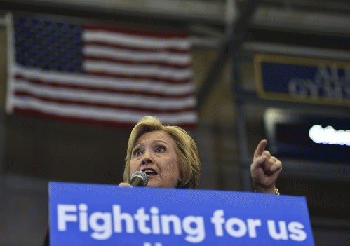 Clinton at a campaign event in Cohoes, NY. April 4, 2016., From ImagesAttr