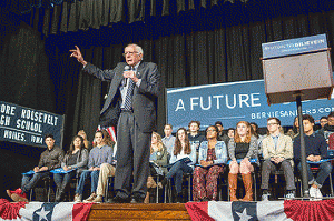 Bernie Sanders speaking to young people.