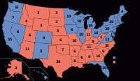 2012 Electoral College map, Blue won by Democrat, red won by Republican