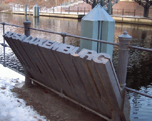 Rosa Luxemburg memorial at the site where she was thrown into the Landwehr Canal, Berlin., From ImagesAttr