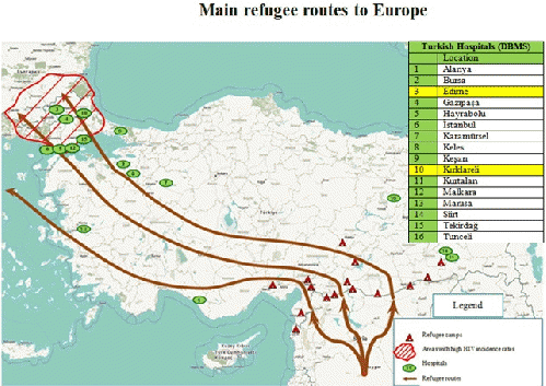 Fig 4. Refugee routes through Turkey, From ImagesAttr