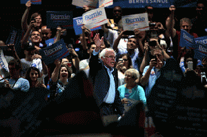 Bernie Sanders with supporters