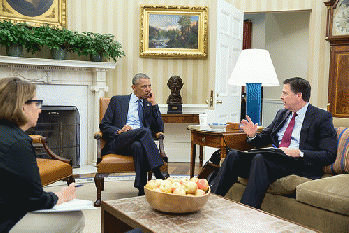 President Barack Obama and FBI Director James Comey discuss the mass shooting in Orlando, From FlickrPhotos