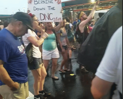 Protest sign at DNC Convention