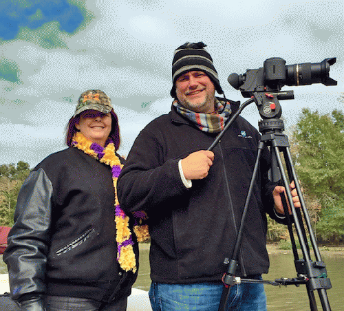 Victoria Greene and John shooting in the bayou