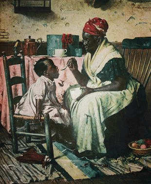 Painting of an African-American household by Harry Roseland, From ImagesAttr