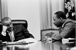 Martin Luther King Jr. meeting with President Lyndon Johnson at the White House in 1966. Martin Luther King Jr. meeting with President Lyndon Johnson at the White House in 1966.