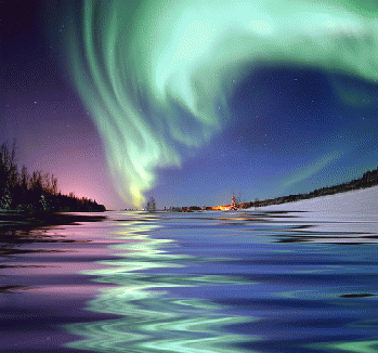 Aurora Borealis, the colored lights seen in the skies around the North Pole, the Northern Lights, from Bear Lake, Alaska, From FlickrPhotos