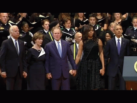 George Bush Dances during Dallas Police memorial service, Having A Great Time ?