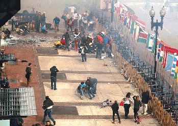 1st Boston Marathon blast seen from 2nd floor and a half block away