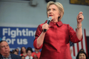 Former Secretary of State Hillary Clinton speaking with supporters at a campaign rally at Carl Hayden High School in Phoenix, Arizona. March 21, 2016., From ImagesAttr