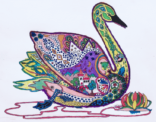Amy Schreiner's colored page from from Sue Coccia's Bird Critters Coloring Book