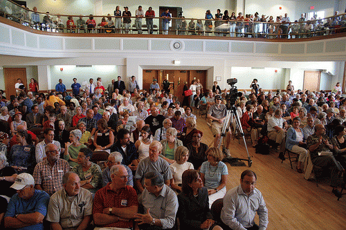 Crowd inside West Hartford Town Hall