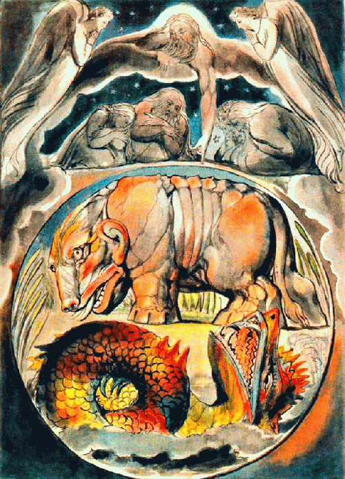 'Behemoth and Leviathan' by William Blake 1825, From ImagesAttr