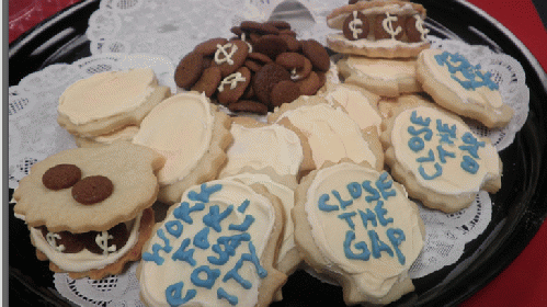 Massachusetts moms sent cookies to tell Senator Scott Brown, 'We NEED Fair Pay like New England Clam Chowder Needs Clams!' Massachusetts moms sent cookies to tell Senator Scott Brown, 'We NEED Fair Pay like New England Clam Chowder Needs Clams!'