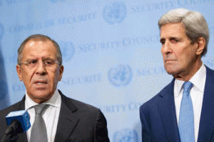 Secretary of State John Kerry (right) and Russian Foreign Minister Sergey Lavrov., From ImagesAttr