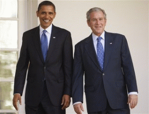 Barack Obama and George W. Bush at the White House, From ImagesAttr