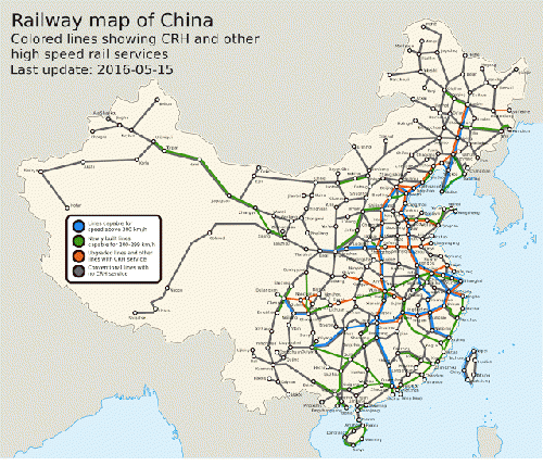 China's High Speed Railways continue to expand, pushing west more often lately