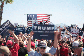 Donald Trump with supporters