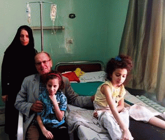 Mother Sahra and recovering daughters Ghani and Nagham (author seated)