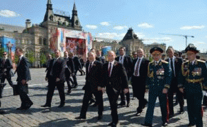 Russian President Vladimir Putin after the military parade on Red Square, May 9, 2016 Moscow., From ImagesAttr