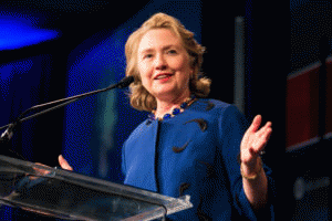 Former Secretary of State Hillary Clinton speaking at an Atlantic Council event in 2013., From ImagesAttr