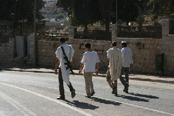 Settlers taking a walk on Shuhada Street