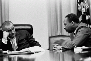 Martin Luther King Jr. meeting with President Lyndon Johnson at the White House in 1966.