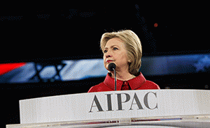 Former Secretary of State Hillary Clinton addressing the AIPAC conference in Washington D.C. on March 21, 2016. Former Secretary of State Hillary Clinton addressing the AIPAC conference in Washington D.C. on March 21, 2016.
