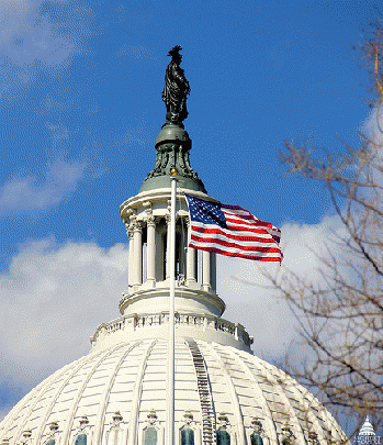 Statue of Freedom with flag flying over US House of Representatives, From FlickrPhotos