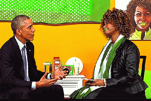 Obama with GloZell, From ImagesAttr