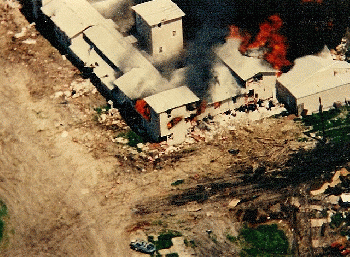 Fire destroys the Mount Carmel complex outside Waco, Texas.